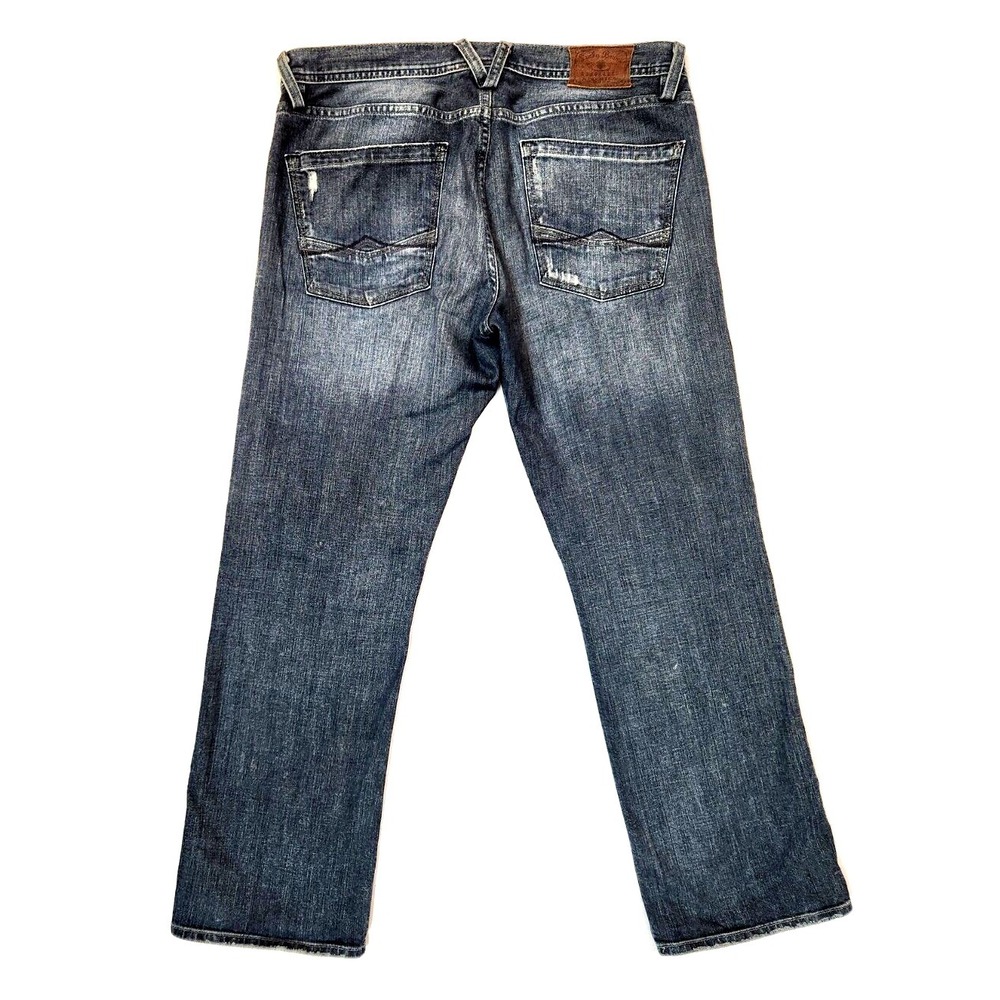 Lucky Brand Cross Road Straight Jeans Mens 32* (Fits 34x30) Blue Whiskered Denim - Picture 13 of 13